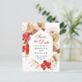 Pampas Grass Red Orchids Hochzeit speichern das Da Postkarte (Stehend Vorderseite)