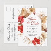 Pampas Grass Red Orchids Hochzeit speichern das Da Postkarte (Vorne/Hinten)