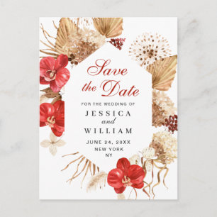 Pampas Grass Red Orchids Hochzeit speichern das Da Postkarte
