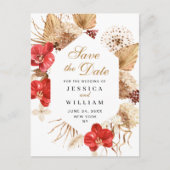 Pampas Grass Red Orchids Wedding Save the Date Postkarte (Vorderseite)