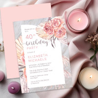 Pampas Grass |Rosa Rose Blooms 40. Geburtstags-Par