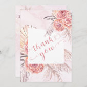 Pampas Grass |Rosa Rose Blooms Babydusche Dankeskarte (Vorne/Hinten)