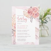 Pampas Grass |Rosa Rose Blooms Girl Baby Shooter Einladung (Stehend Vorderseite)
