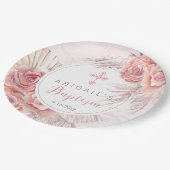 Pampas Grass |Rosa Rose Blooms Girl Baptisse Pappteller (Schrägansicht)