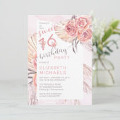 Pampas Grass |Rosa Rosenblüten Süß 16 Party Einladung (Stehend Vorderseite)