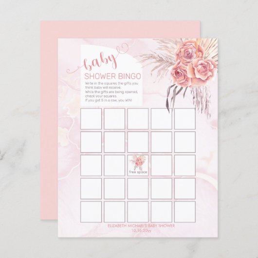 Pampas Grass | Rose Blooms Baby Showcard Bingo Car (Vorne/Hinten)