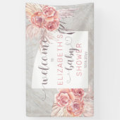 Pampas Grass |Rose Blooms Girl Baby Dusche Willkom Banner (Vertikal)