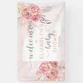 Pampas Grass |Rose Blooms Girl Baby Dusche Willkom Banner (Vertikal)