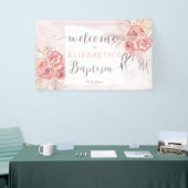 Pampas Grass |Rose Blooms Girl-Taufe Willkommen Banner (Messeveranstaltung)