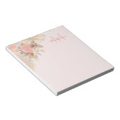 Pampas Grass Rose Gold Florals Name Monogram Notizblock (angewinkelt)