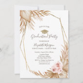 Pampas Grass Rose Grad Cap, Abschluss Einladung (Vorderseite)