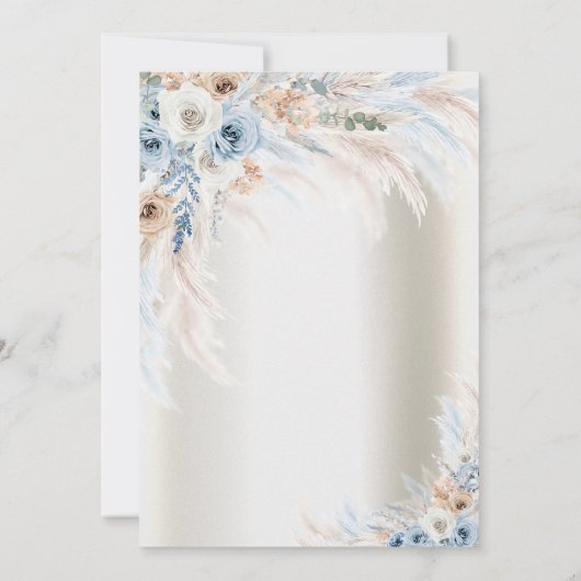 Pampas Grass Rose Ivory Bat Mitzvah Einladung (Rückseite)