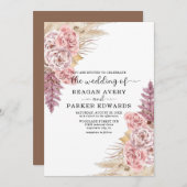 Pampas Grass Rose Lila Hochzeit Einladung (Vorne/Hinten)