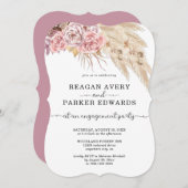 Pampas Grass Rose und Lila Verlobung Einladung (Vorne/Hinten)