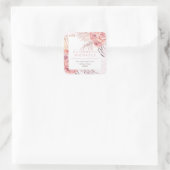 Pampas Grass | Rosenrosen-Rücksendeadresse Quadratischer Aufkleber (Tasche)