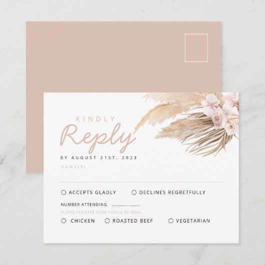 Pampas Grass RSVP Cards (Vorne/Hinten)