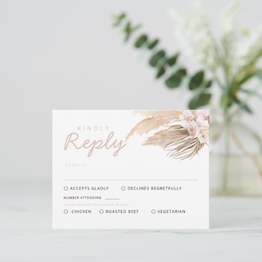 Pampas Grass RSVP Cards Postkarte (Stehend Vorderseite)