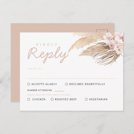 Pampas Grass RSVP Cards Postkarte (Vorne/Hinten)