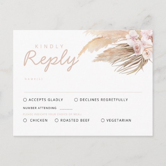 Pampas Grass RSVP Cards Postkarte (Vorderseite)