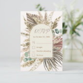 Pampas Grass RSVP-Karte | Rustic Boho Wedding RSVP Karte (Stehend Vorderseite)