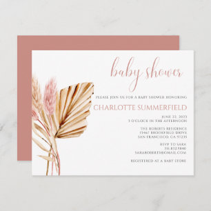 Pampas Grass Rustic Boho Floral Baby Dusche Einladung