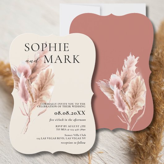 Pampas Grass Rustic Boho Mauve Pink Einladung