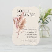 Pampas Grass Rustic Boho Mauve Pink Einladung (Stehend Vorderseite)