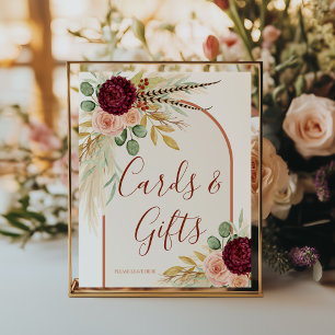 Pampas Grass Rustic Boho Terracotta Card und Gesch Poster