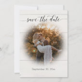 Pampas Grass Rustic Wood Script Typografy Foto Save The Date (Vorderseite)