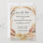 Pampas Grass Rustic Wood Script Typografy Foto Save The Date (Rückseite)