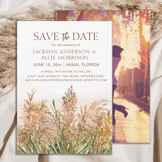 Pampas Grass Rustikale Bohemische Hochzeit Save The Date