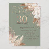 Pampas Grass Sage Green 30th Birthday Einladung (Vorne/Hinten)