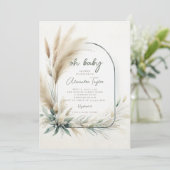 Pampas Grass Sage Green Arch Neutral Baby Dusche Einladung (Stehend Vorderseite)