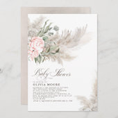 Pampas Grass Sage Greenery Floral Boho Baby Shower Einladung (Vorne/Hinten)