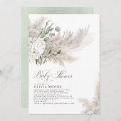 Pampas Grass Sage Greenery Floral Boho Baby Shower Einladung (Vorne/Hinten)
