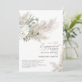 Pampas Grass Sage Grüne Blumenengagierte Partei Einladung (Stehend Vorderseite)