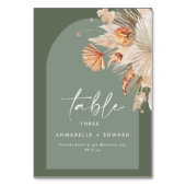 Pampas Grass Sage Grünrost Bohemisch modern Tischnummer (Vorderseite)