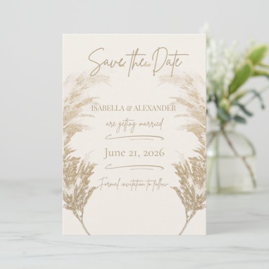 Pampas Grass Save the Date (Stehend Vorderseite)