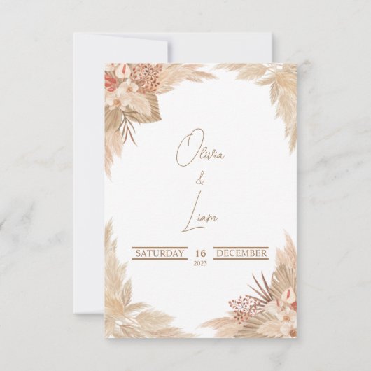 Pampas Grass Save the Date Einladung Hochzeit (Rückseite)