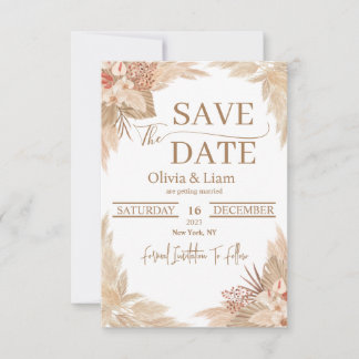 Pampas Grass Save the Date Einladung Hochzeit
