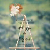 Pampas Grass Script Floral Wedding Acrylschild (Neutral)