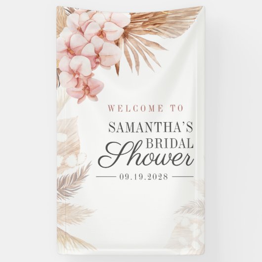 Pampas Grass Script Terracotta Brautparty Banner (Vertikal)