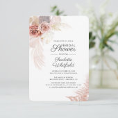 Pampas Grass Script Terracotta Brautparty Einladung (Stehend Vorderseite)