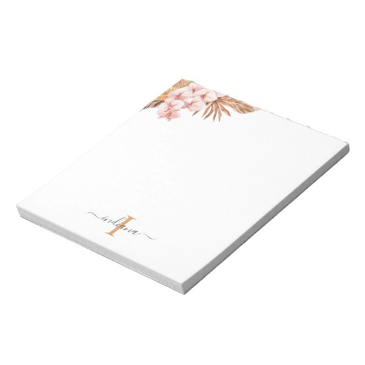 Pampas Grass Script Terracotta Monogram Name Notizblock (Rotiert)