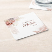 Pampas Grass Script Terracotta Tan Brautparty Rechteckiger Pappuntersetzer (angewinkelt)