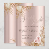 Pampas Grass Stilvolle Rose Gold Tropfen Save the  Date (Vorne/Hinten)