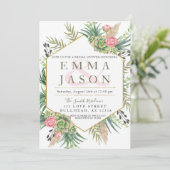 Pampas Grass Succulent Couples Brautparty Einladung (Stehend Vorderseite)