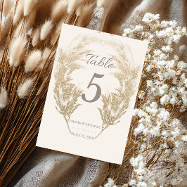 Pampas Grass Table Card Tischnummer