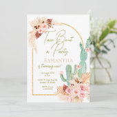 Pampas Grass Taco Cactus Erster Geburtstag Einladu Einladung (Stehend Vorderseite)