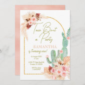 Pampas Grass Taco Cactus Erster Geburtstag Einladu Einladung (Vorne/Hinten)